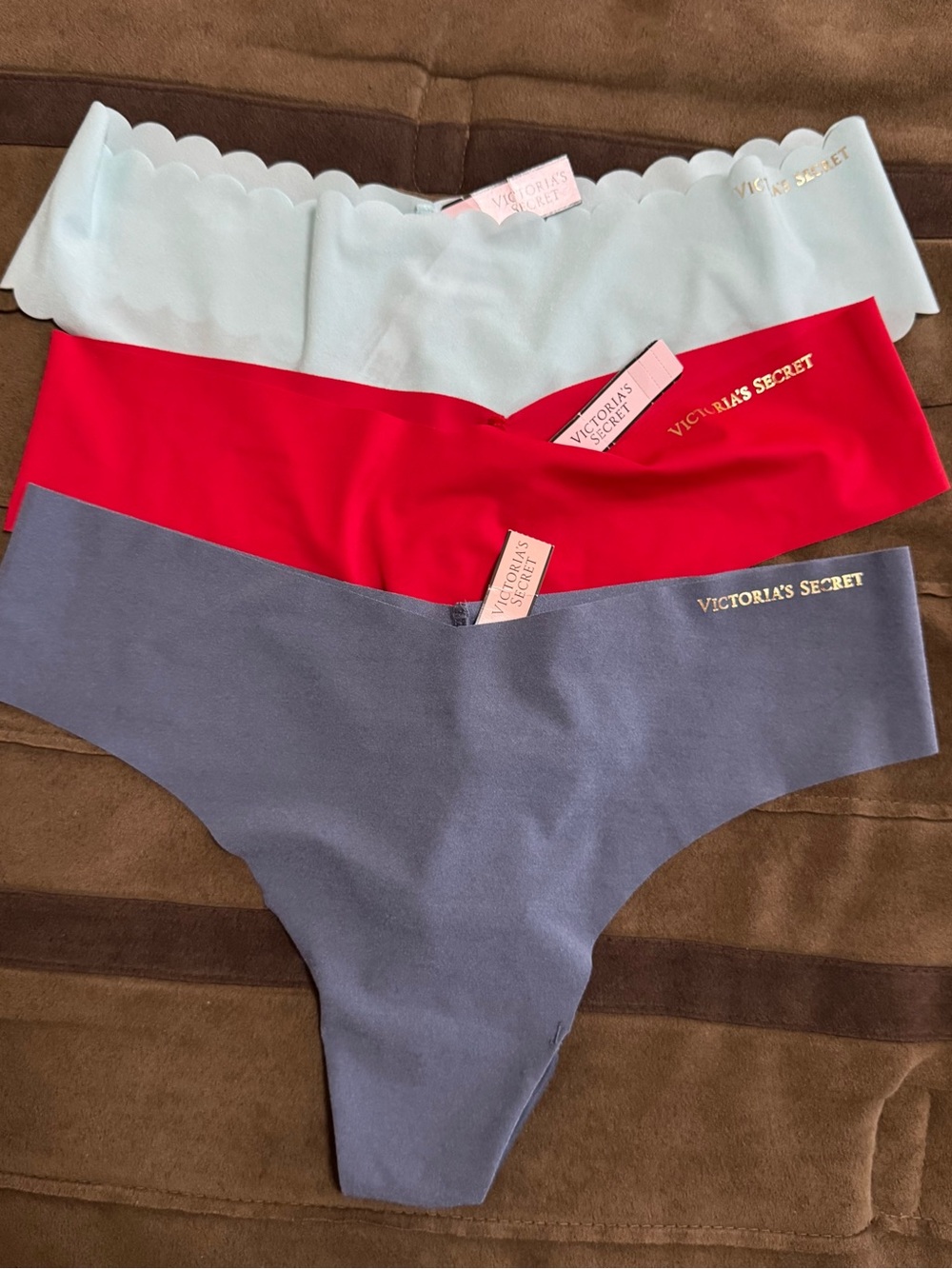 Victoria's Secret Seamless Bikini Thongs - Mint, Red, Gray